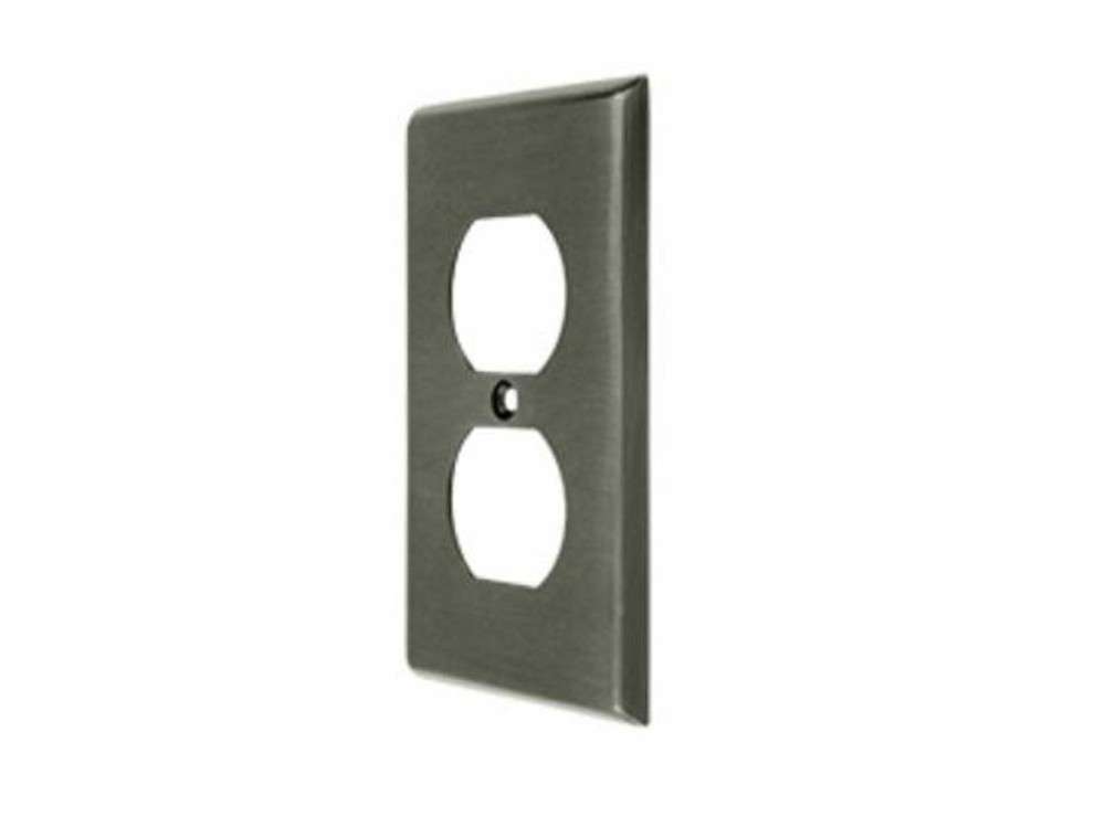 Plug Plate Double Outlet Solid Brass 8 Finishes by Deltana