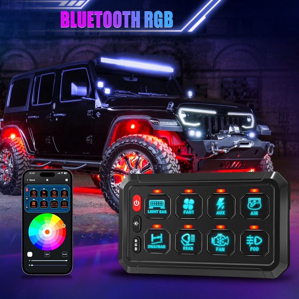 Colight 6/8/12 Gang RGB Wireless Switch Panel LED Light Circuit Relay System