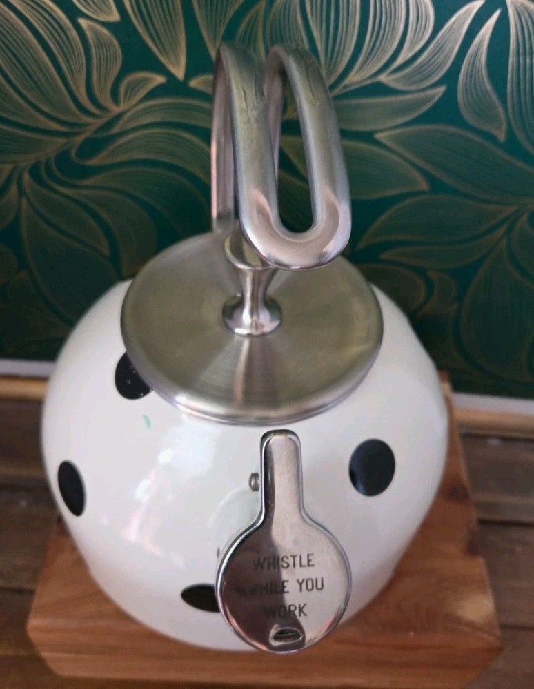le Kate Spade Lenox Whistle While You Work Tea Kettle Black Polka Dot