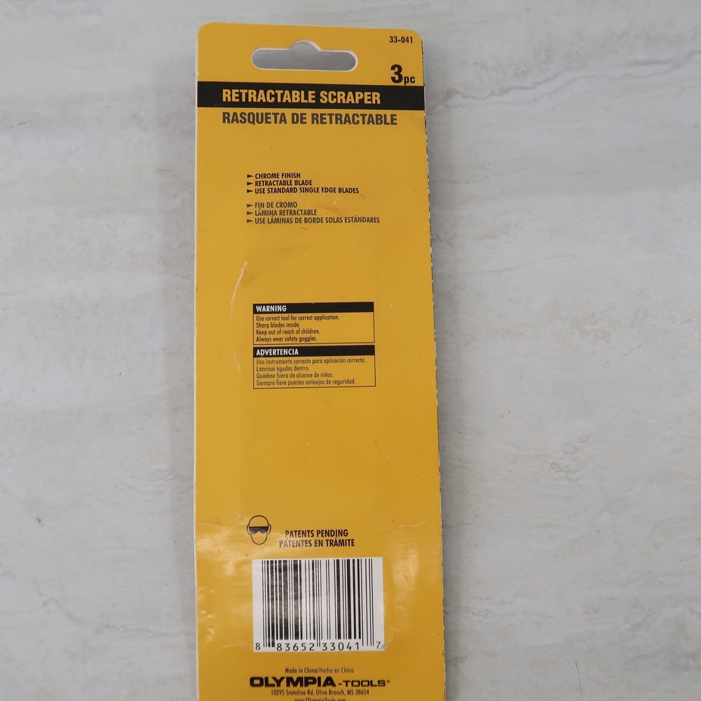 Olympia Tools 33-041 Silver Retractable Razor Scraper Set with Single Edge Blade