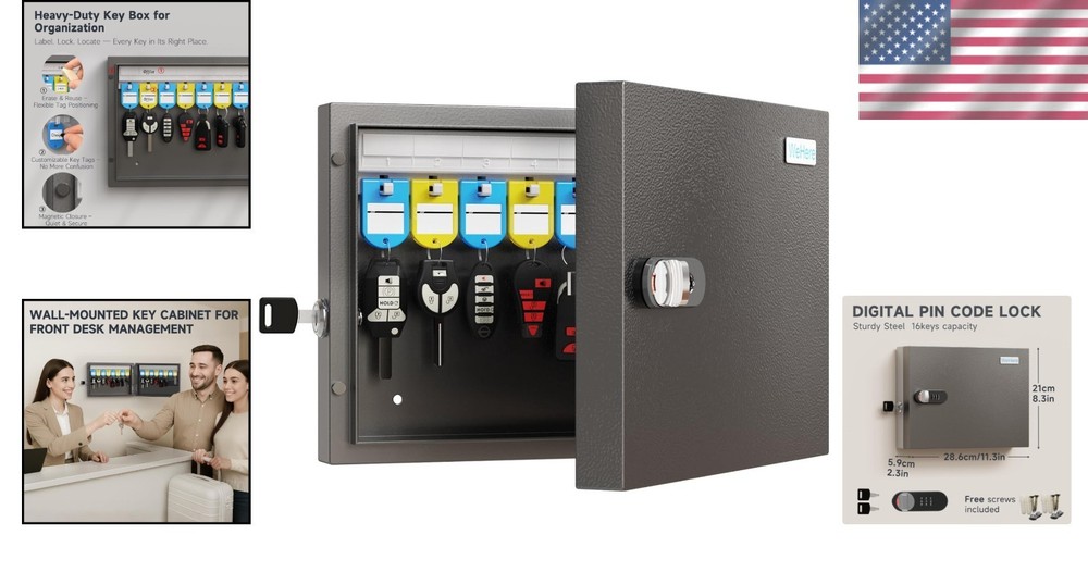 Key Lock Box Wall Mount Security Cabinet for Keys with Combination Lock
