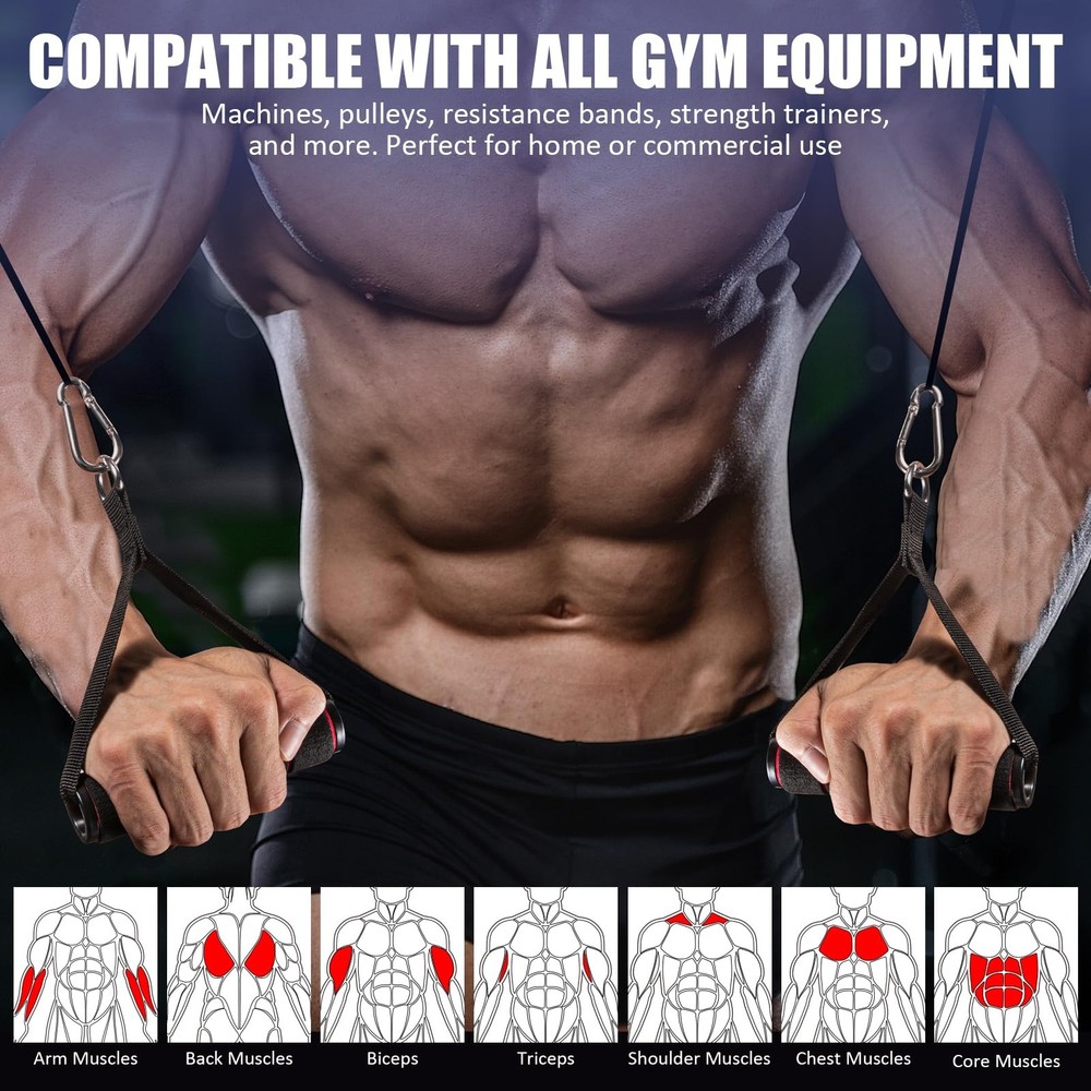 Exercise Handles 2 Pack for Cable Machine Attachments Resistance Bands