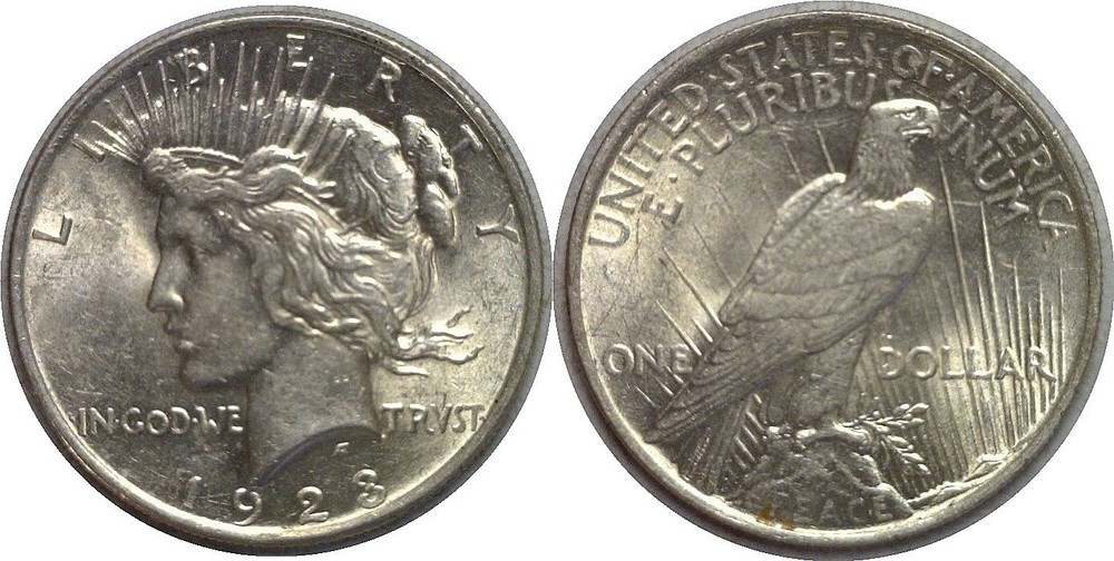 1923 $1 Silver Peace Dollar AU