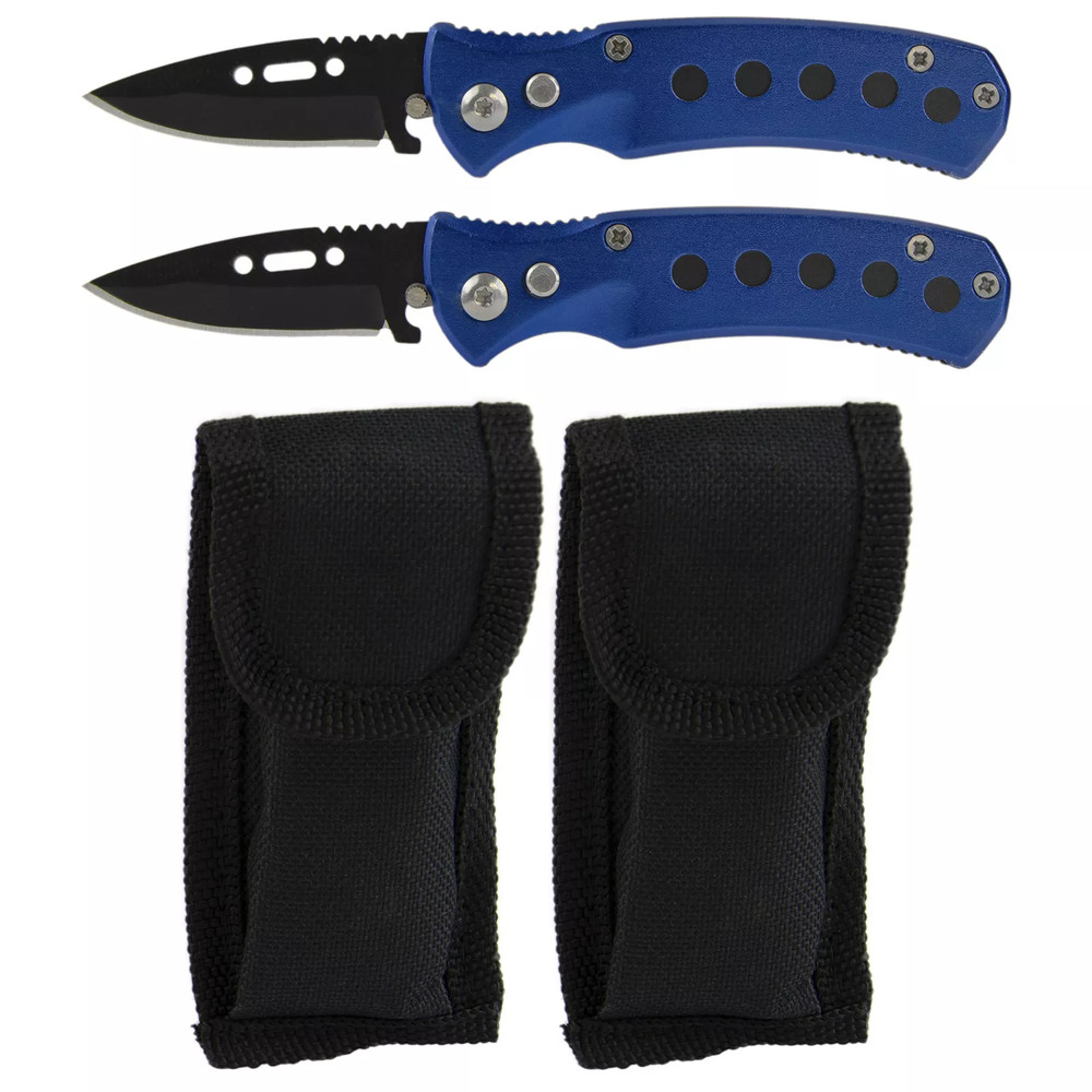 Folding Pocket Knife 2" Blade with Case, 2 Pack