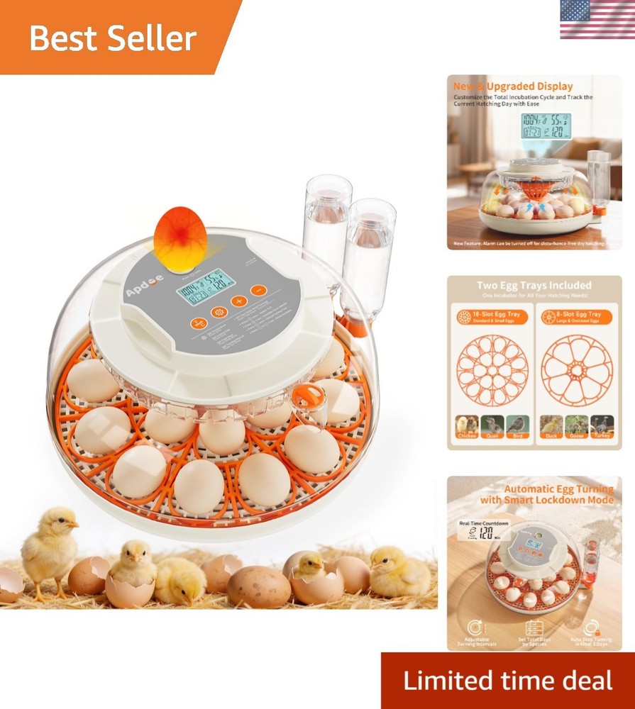 Complete Egg Incubation System: 18 Eggs, Automatic Candler & Easy Clean Design