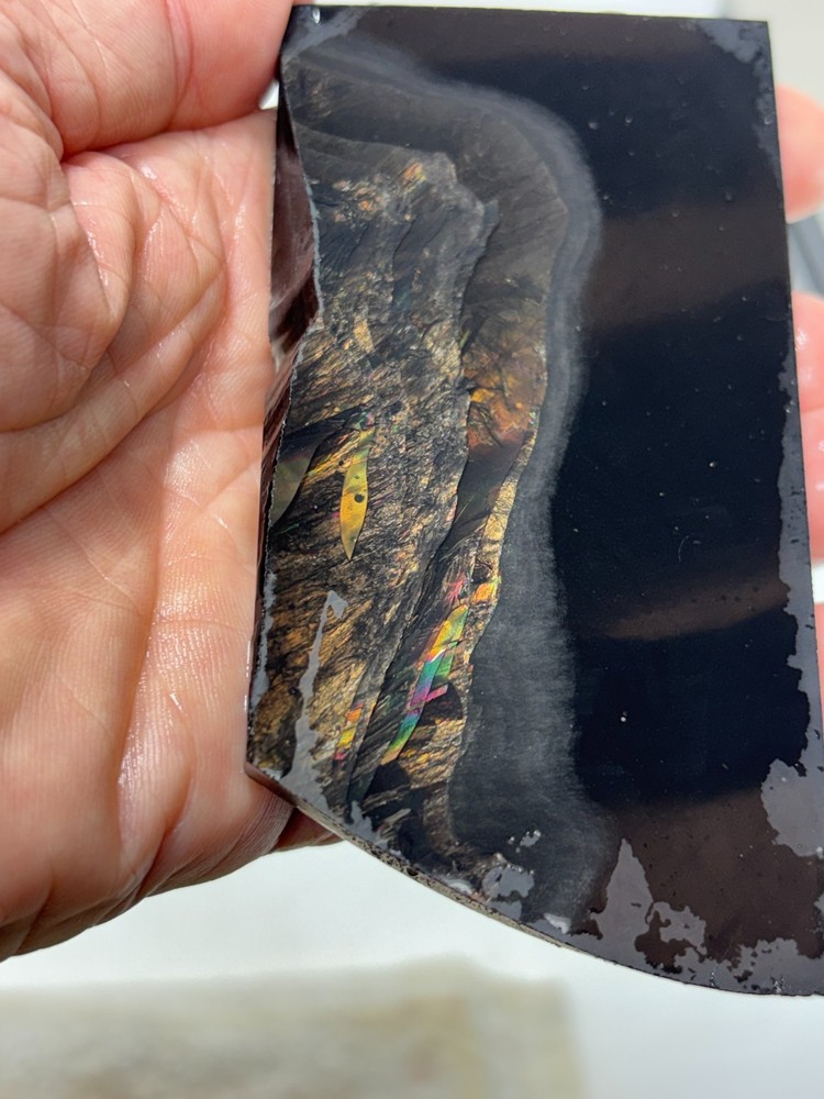Fire Obsidian Slab Lapidary Cabbing Knapping Combo ship avail