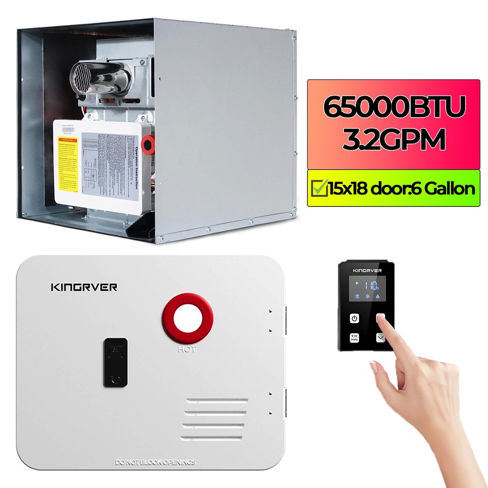 65,000 BTU RV Tankless Water Heater On Demand Heater 15x18 Propane for 6 GALLON
