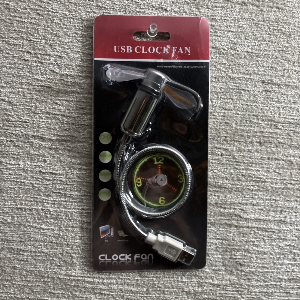 LED Clock Fan Real Time Display Function Mini USB Fan Powered Cooling Flashing