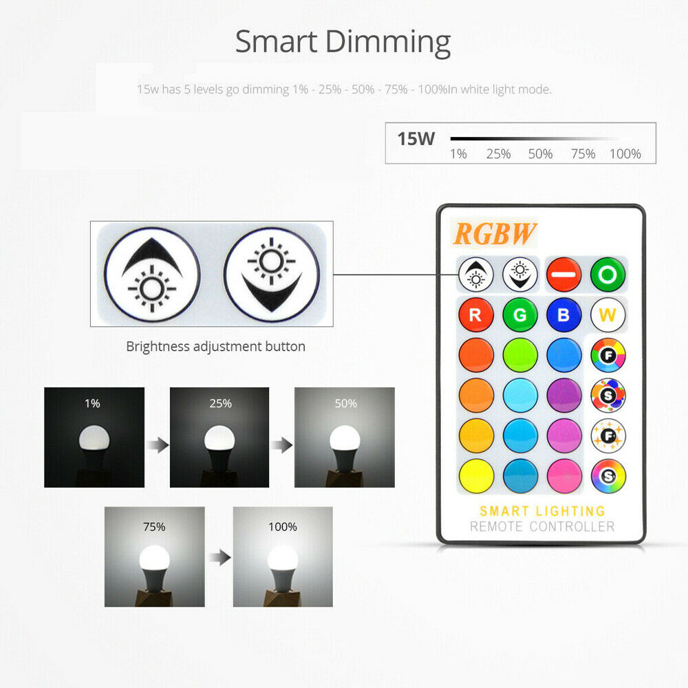 [4-Pack] Color Changing Light RGB LED Bulbs Dimmable Party Lights Remote Control