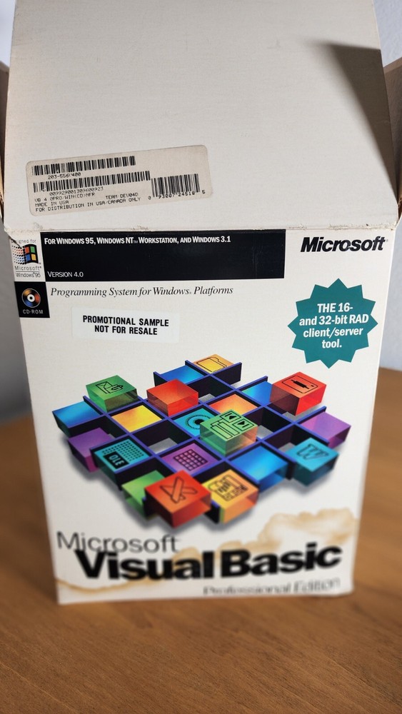 Microsoft Visual Basic Professional Edition 4.0 W/CD Key Windows 95 VB4 Pro