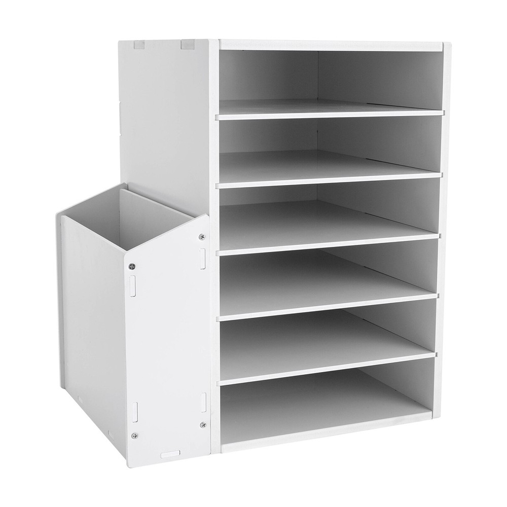 White Desktop Organizer Desktop File Holder File Organizer Modern Rectangular