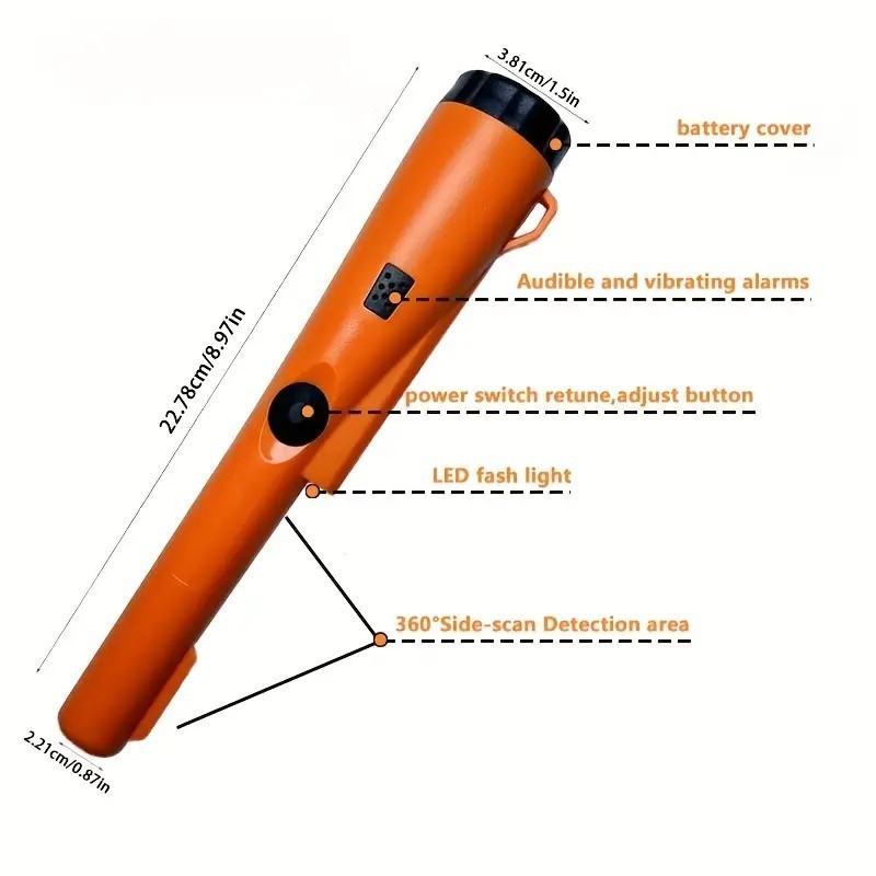 2025 Green 360 Degree Side Detection w/Pin Point tip Metal Detecting Pointer