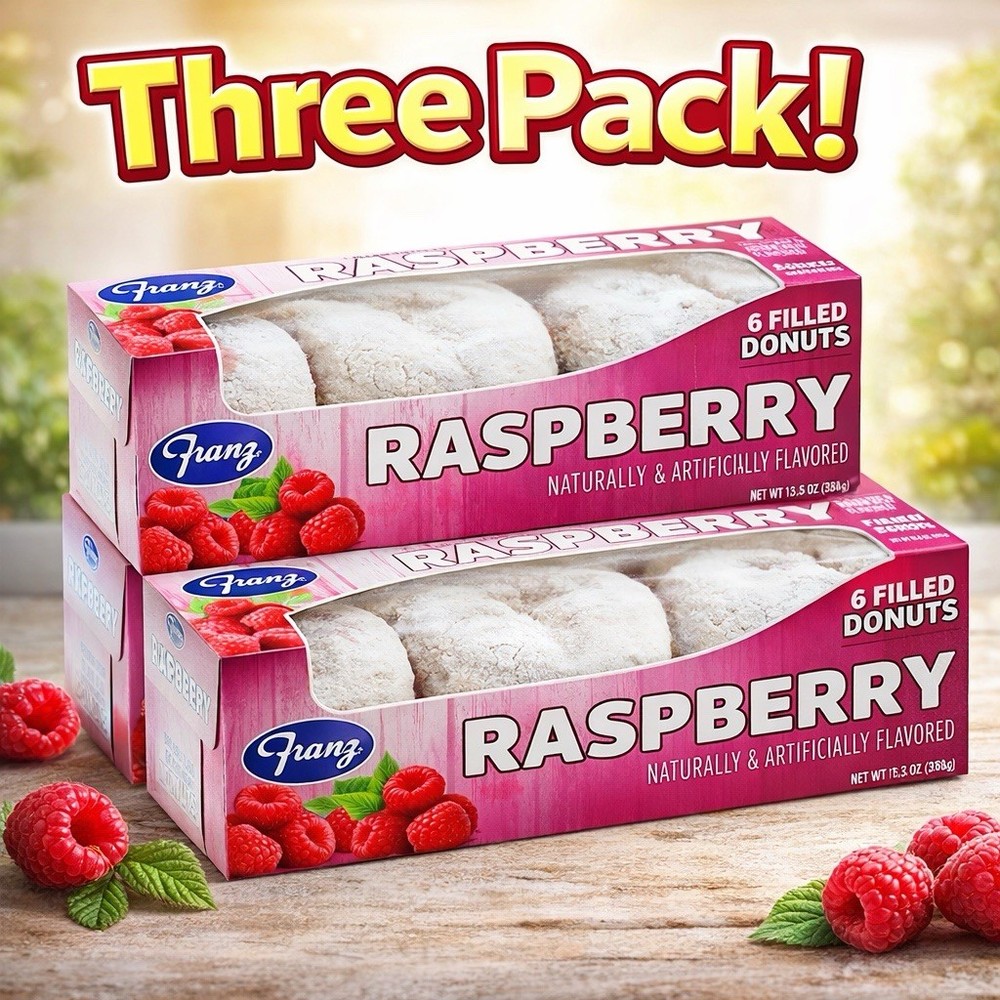{3 Pack} FRESH Franz Raspberry Filled Donuts 6/pk