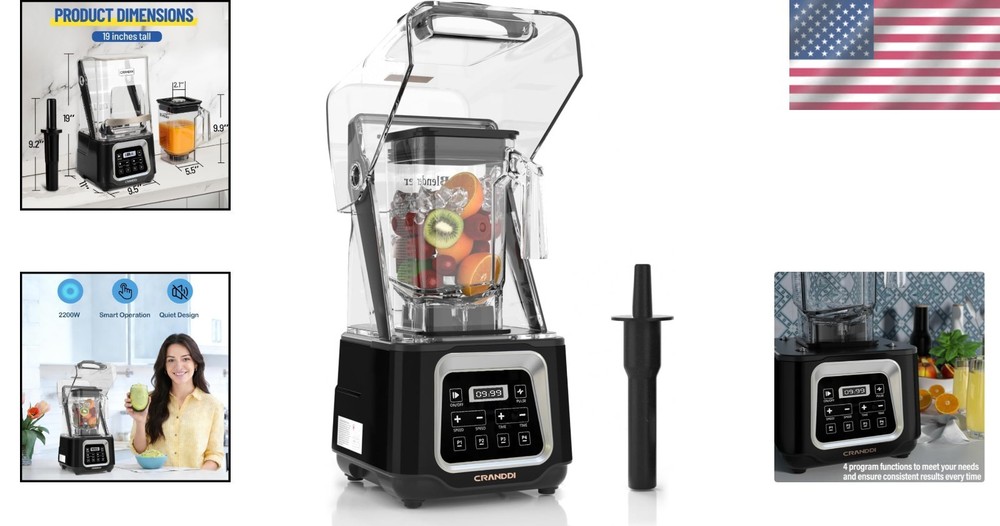 Smart 2200W Professional Blender with Touch Control & 4 Programs for Smoothies