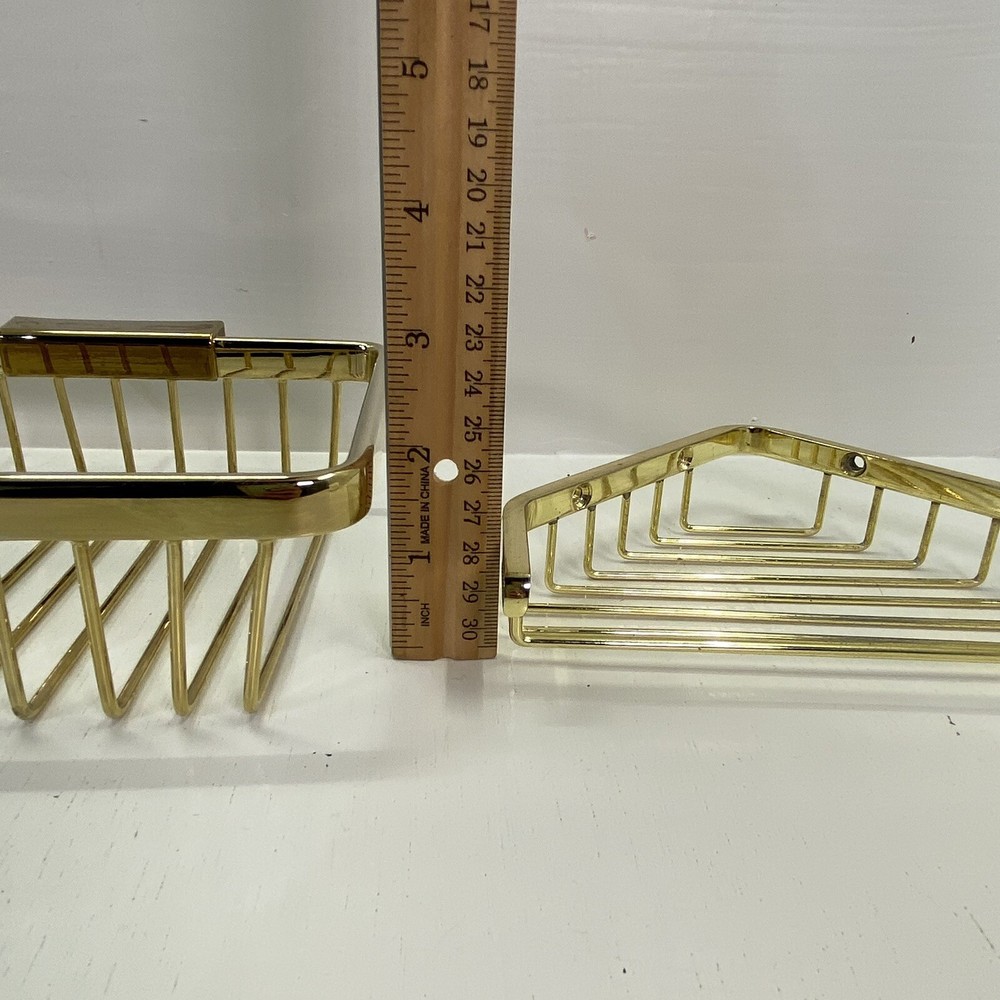 Deltana Solid Brass Wire Long / Corner Bath Shower Basket Set Bathroom Decor