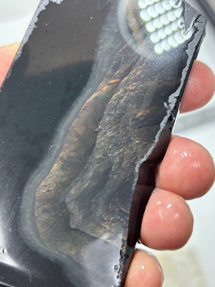 Fire Obsidian Slab Lapidary Cabbing Knapping Combo ship avail