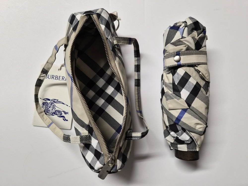 Burberry Check Folding Umbrella Lichen