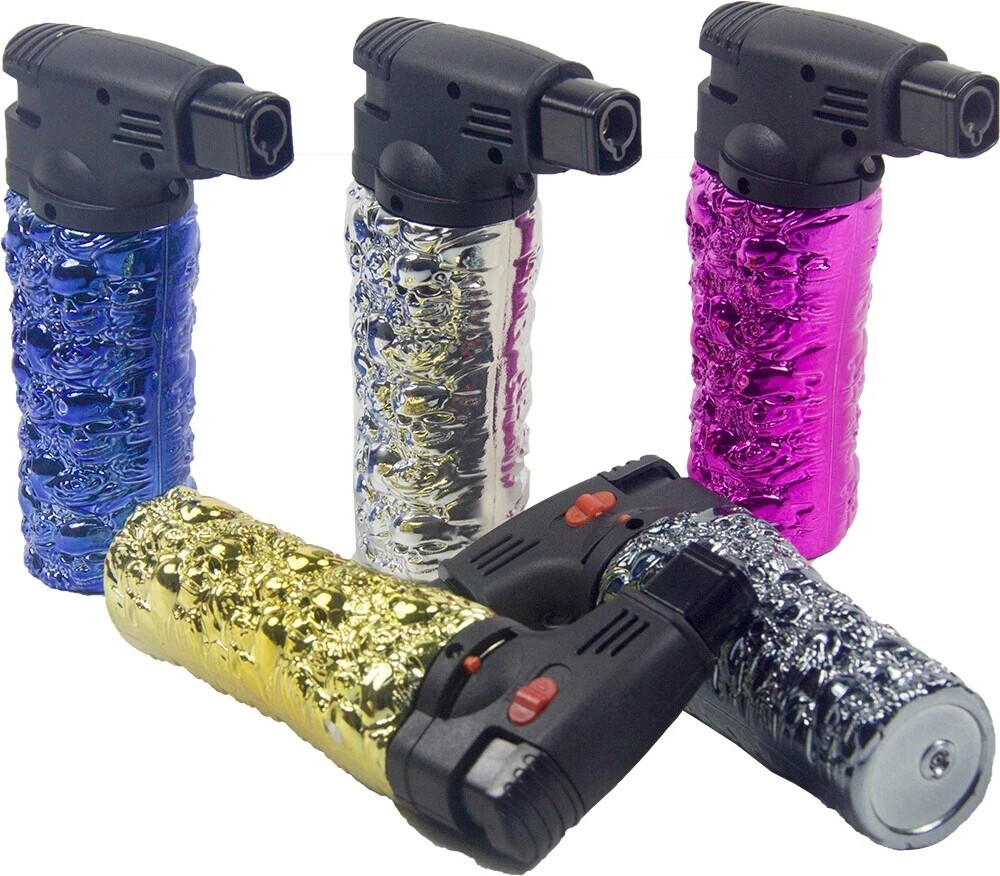 5 Pack 4.3" Refillable Glitter Torch Lighter Jet Flame for BBQ, Kitchen, Crafts
