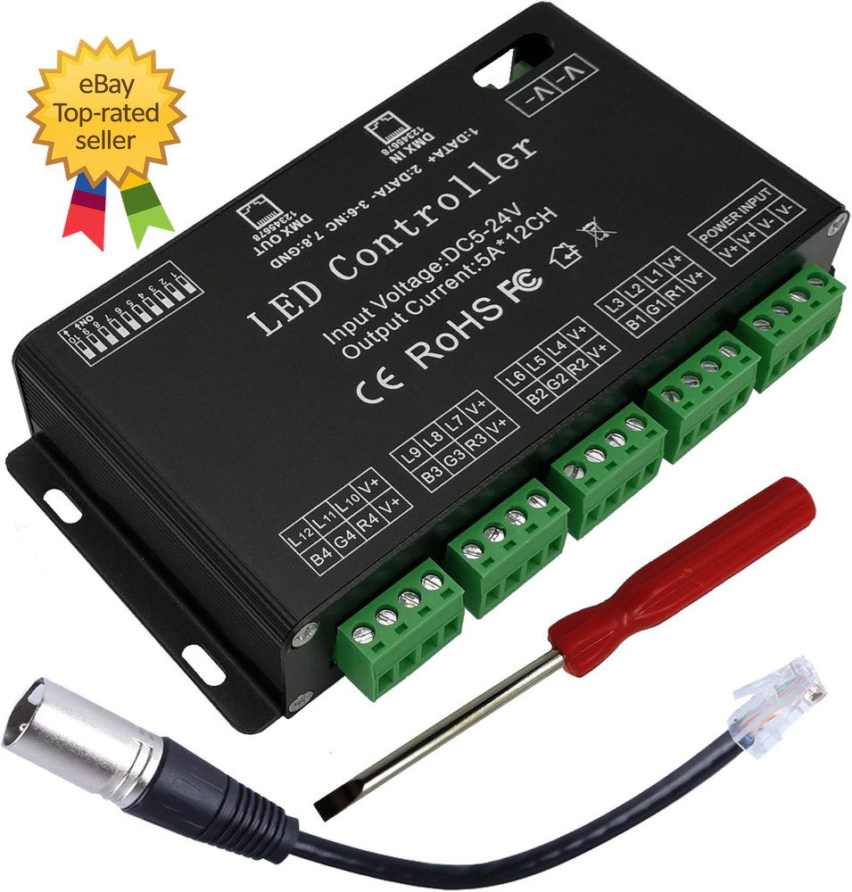 12 Channel DMX Decoder RGB Controller 60A PWM DMX512 Dimmer Driver