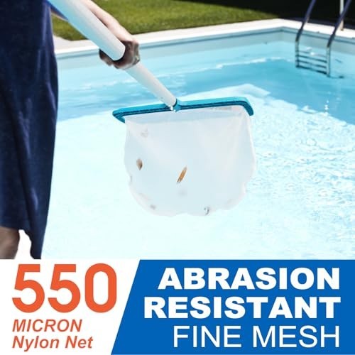 Extra Wide Pool Skimmer Net - Ultra Fine Mesh Leaf Rake for Easy Cleaning