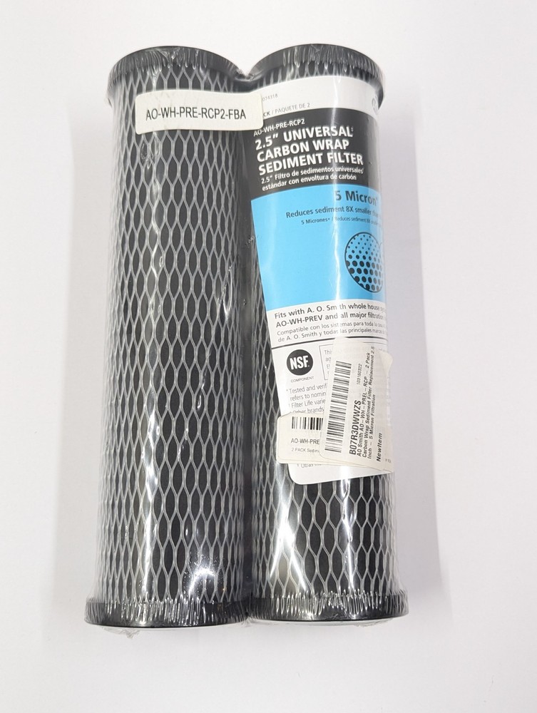 AO Smith 2.5” Universal Carbon Wrap Sediment Filter 5 Micron 2 Pack