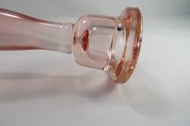 Pink Glass Clear Stem 8" Single Candlestick Art Deco