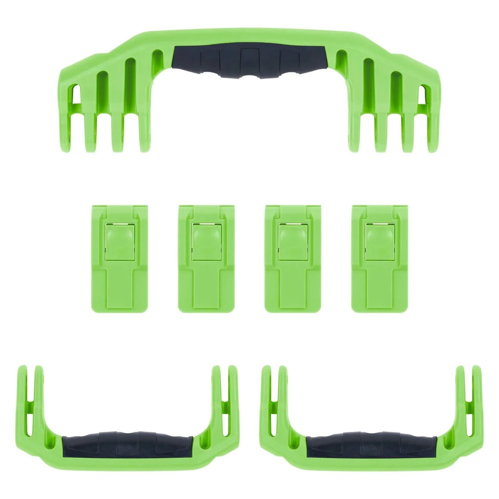 Lime Green Pelican 1620 push button latches & handles set.