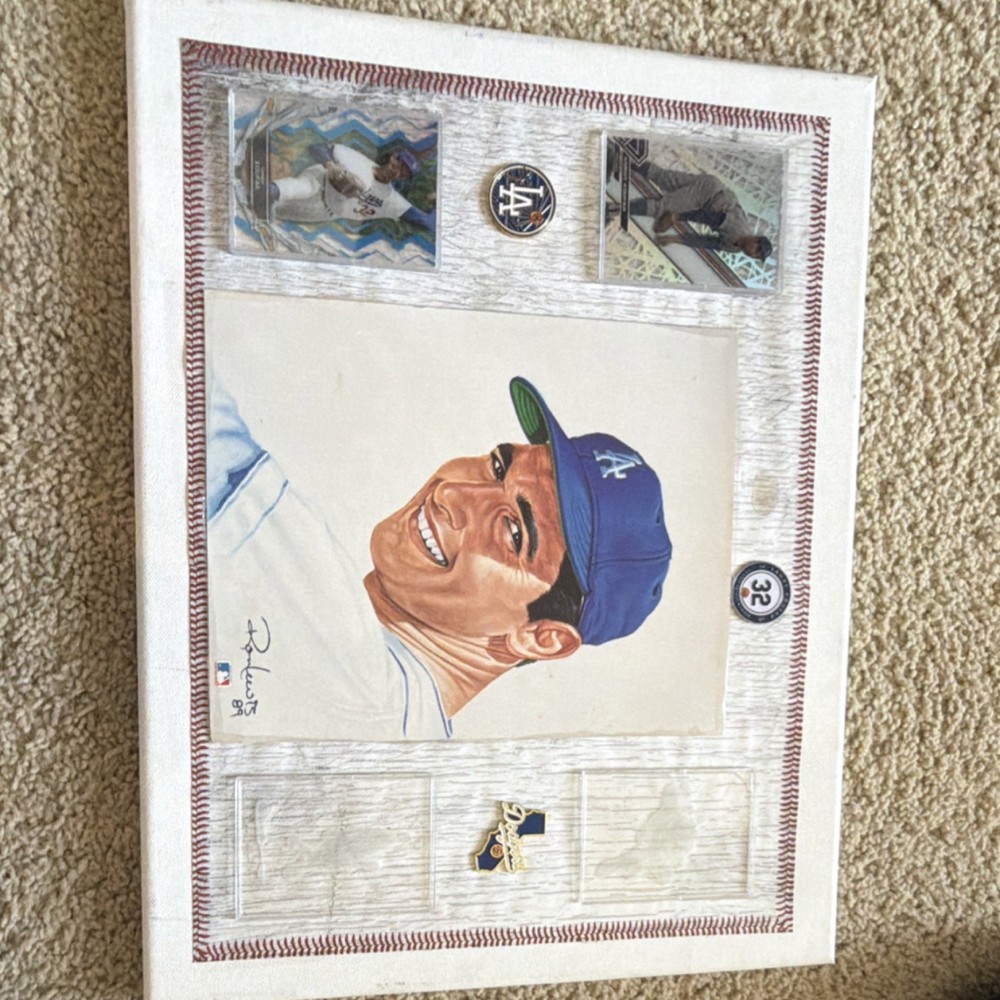 Brooklyn Dodgers Handmade Display Frame Baseball Artwork Wood Canvas