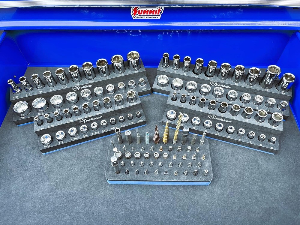 ToolGear Socket Organizer - Easy to Read Size labels. Holds 80 sockets,50 hex...