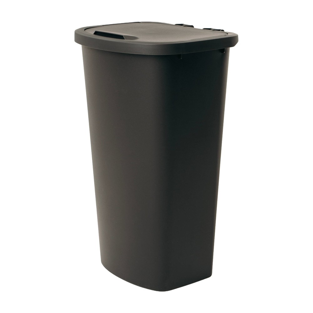 11 Gallon Kitchen Trash Can with Lift Top Lid, Plastic Garbage Bin, Black