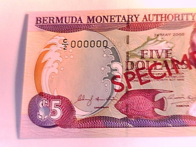 Bermuda 2000 Five Dollar SPECIMEN note Choice Crisp Uncirculated.