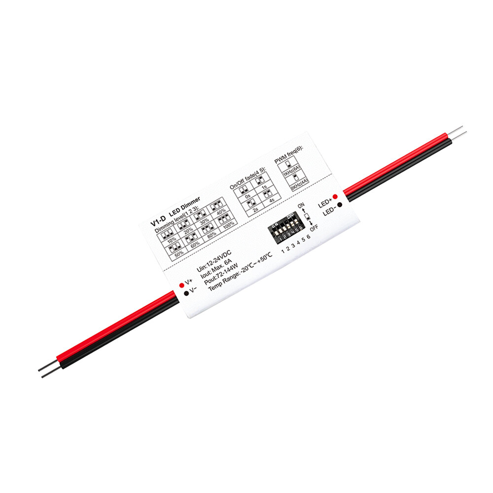 Mini LED Dimmer Controller Dip Switch 12V 24V for Single color LED Strip Light