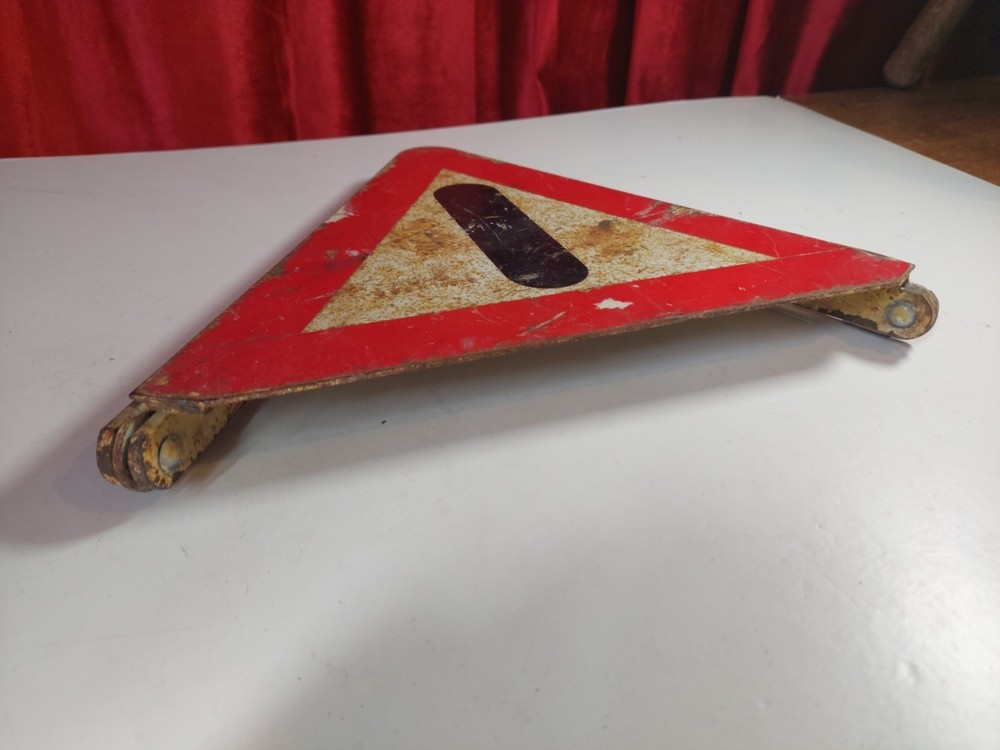 Vintage Iron Warning Triangle Road Sign
