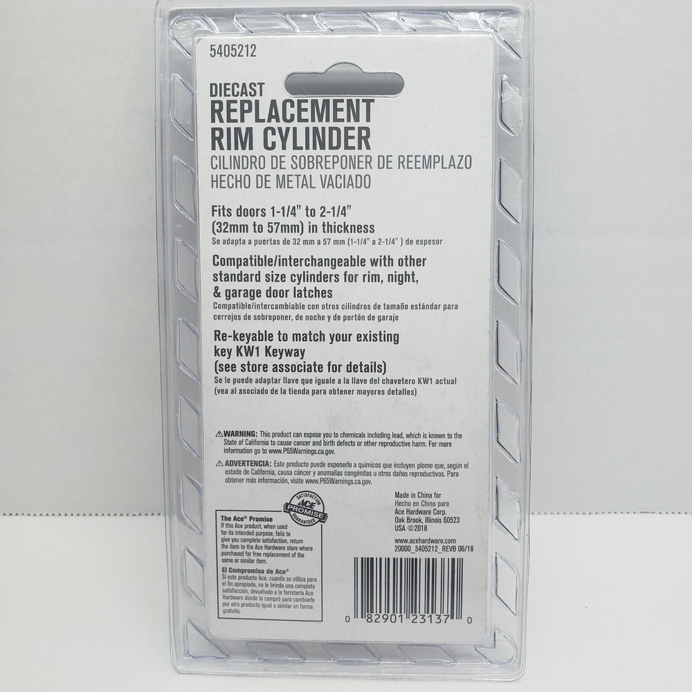 ACE Diecast Replacement Rim Cylinder #5405212