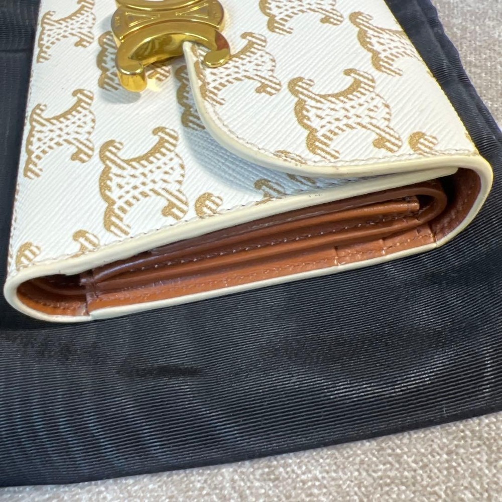CELINE Tri fold Wallet White From Japan