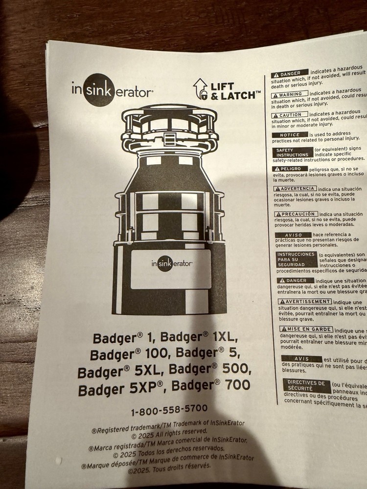 InSinkErator Badger 5 Standard Series 1/2 HP Garbage Disposal Replacement Parts