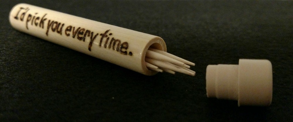 STOCKING STUFFERS 🎅 Personalized Wood-burned Toothpick Holder NAME, INITIALS..