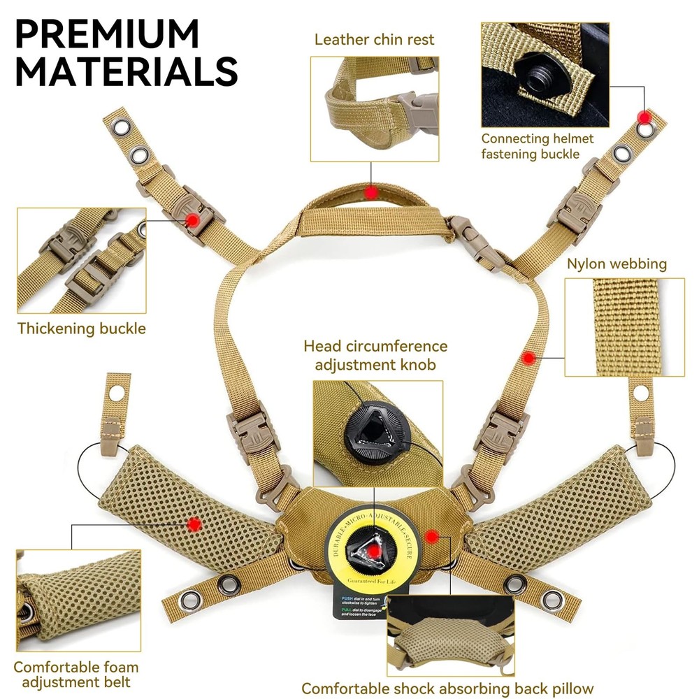 Tactical Helmet Padding Kit, Premium Interior Cushion System (Black)