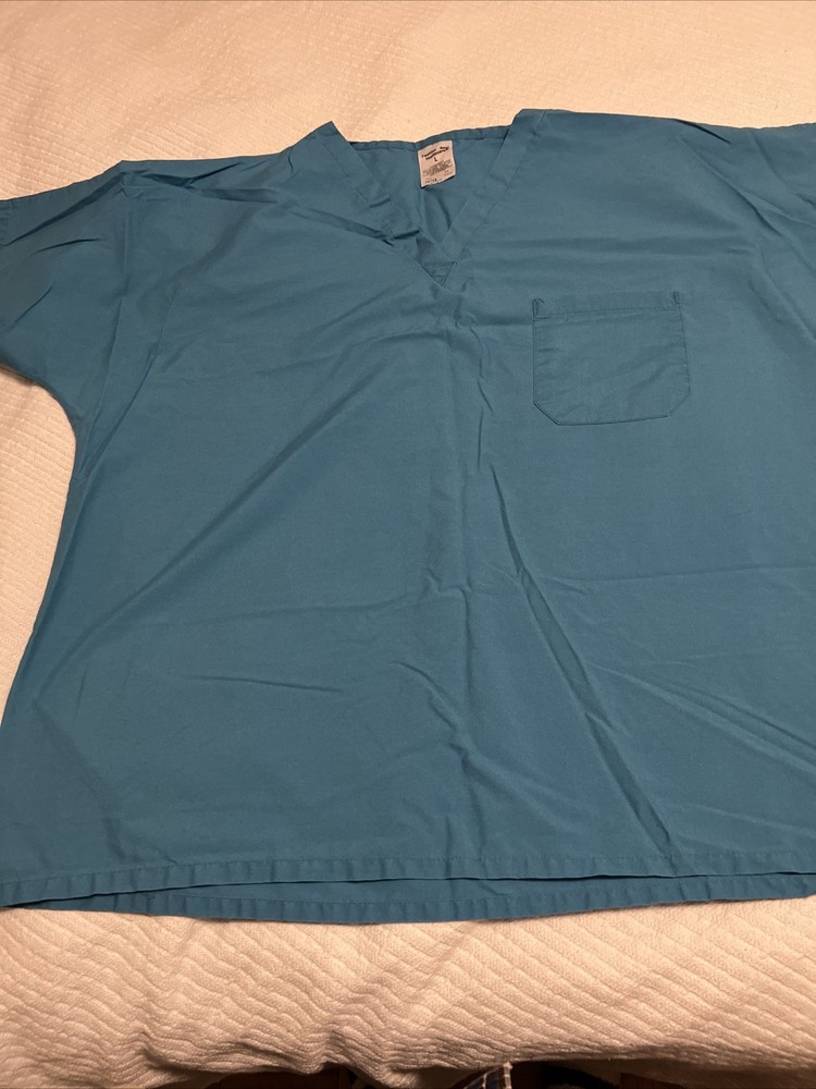 2 Blue Scrub Tops Size L