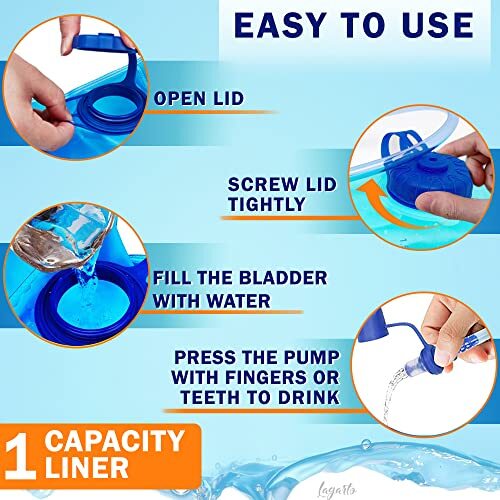 1L Hydration Bladder Backpack for Hiking Reusable Camping Water Container