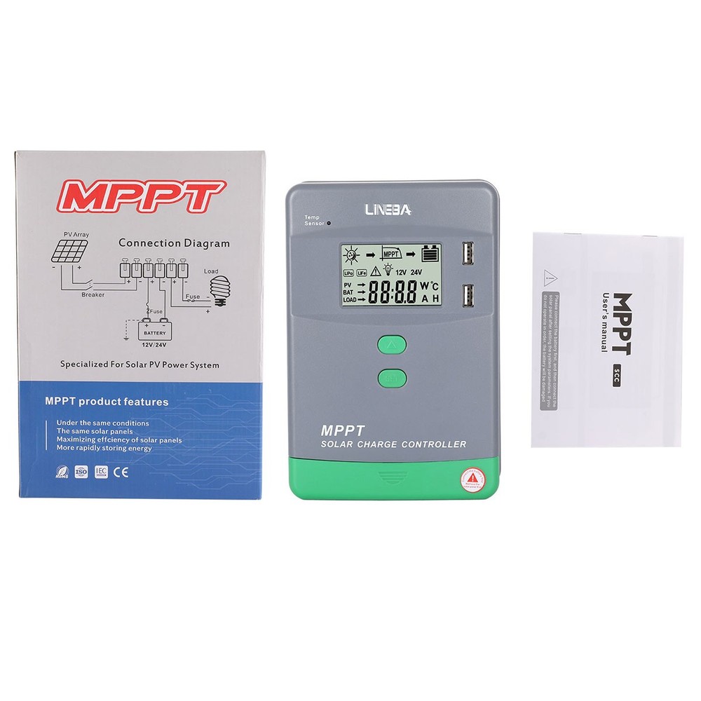 100A Solar Panel Battery Charge Controller 12V/24V/36/48V LCD Regulator Auto USB