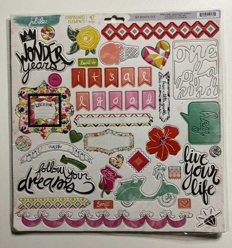 My Mind's Eye 12 x 12 Chipboard Elements-Variations Available-You Choose
