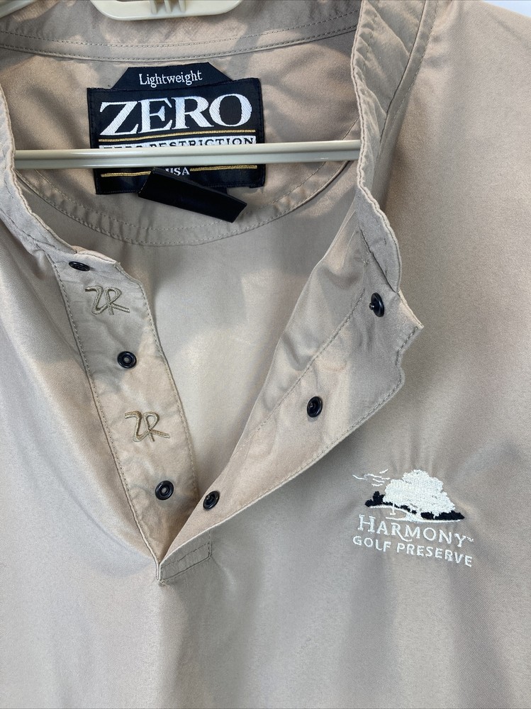 Zero Restriction Golf Mens XL Beige Tan Windbreaker Pullover 1/4 Snap Jacket