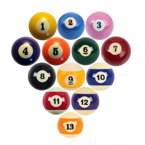 Replacement Billiards Ball, 2-1/4" Regulation Size, Object Balls with Cue 12