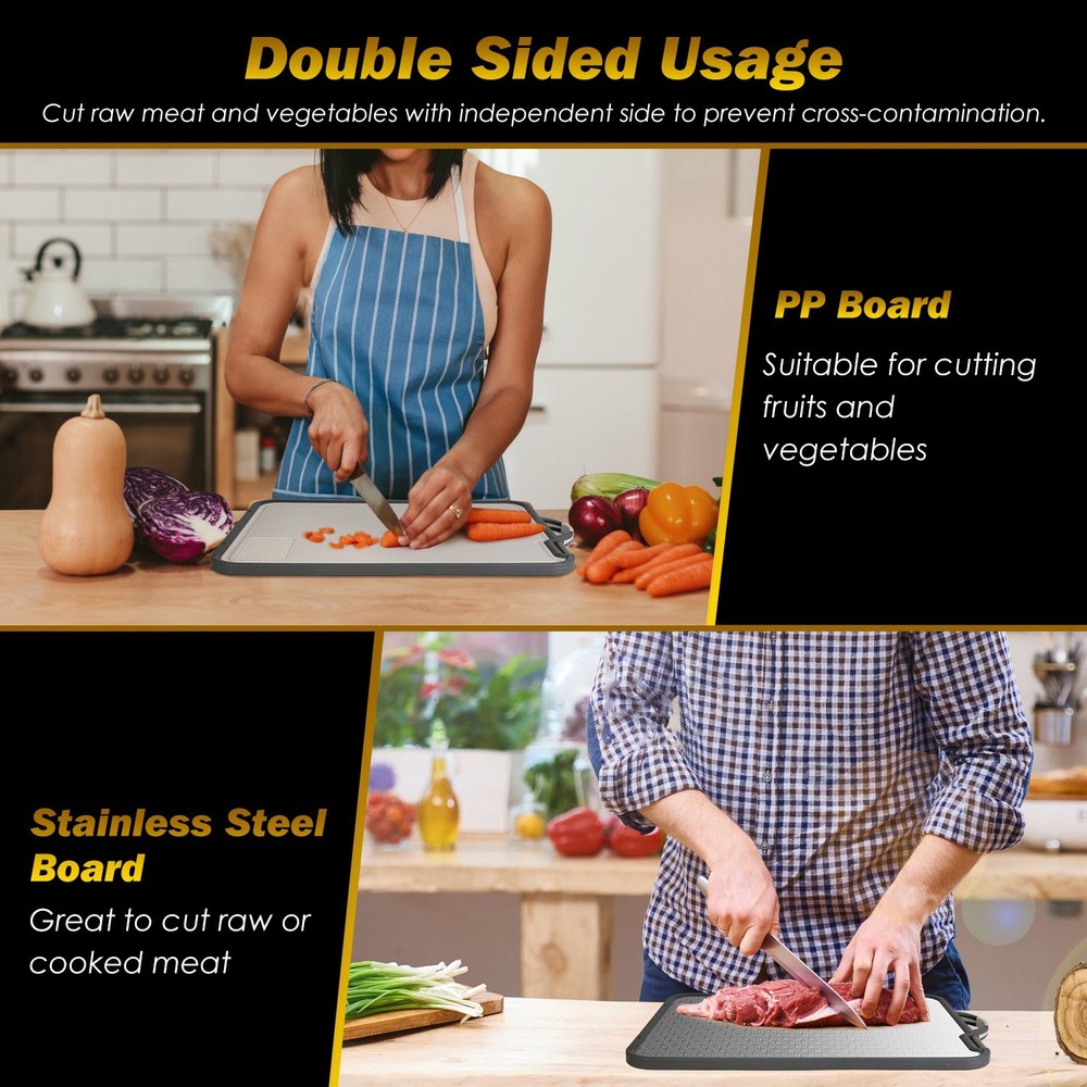 2Pcs Kitchen Cutting Board PP Chopping Board Cutting Board Mesh--Double Sided