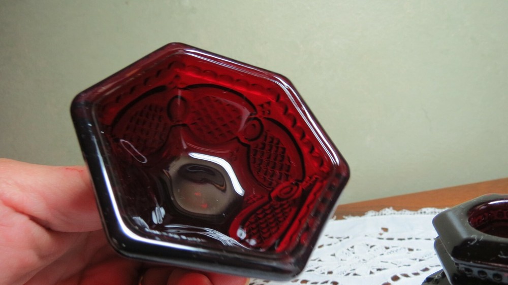2 Avon 1876 Cape Cod Ruby Single Candlesticks