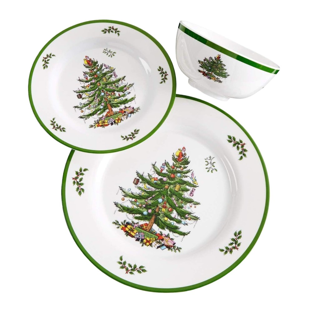 Spode Christmas Tree 12-Piece Dinnerware Set, Service for 4 - Dishwasher Safe