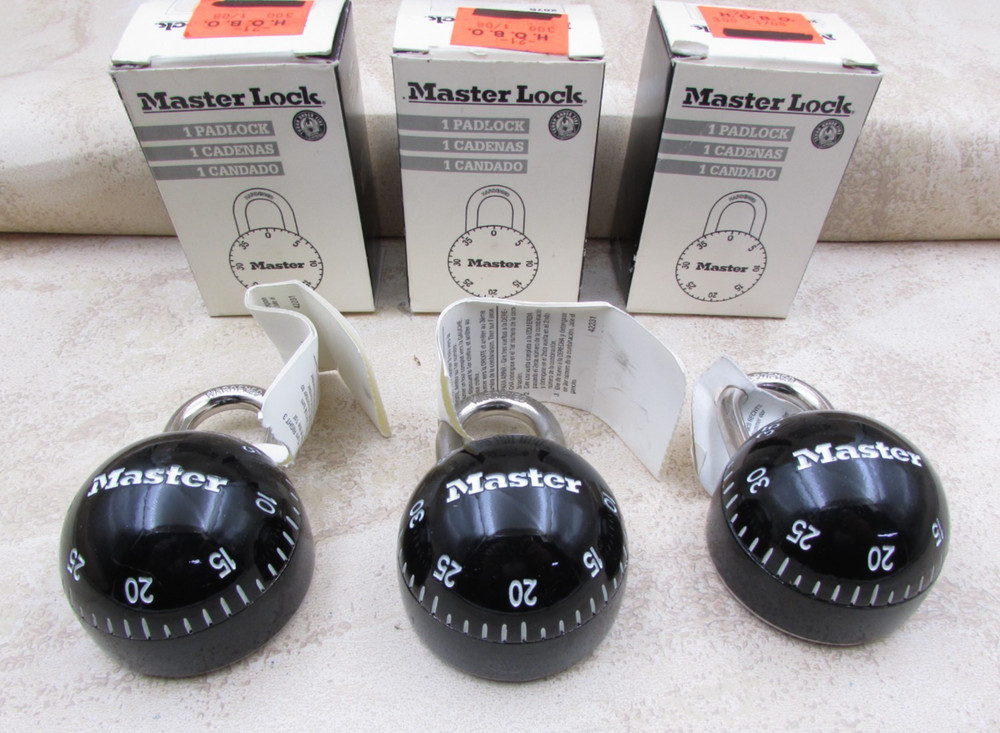 3 PACK Master Lock Black Combination Lock 2075