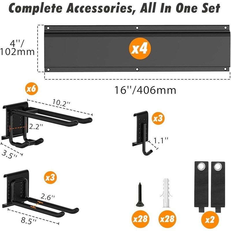 Heavy Duty Adjustable Tool Storage Rack Garage Wall Hooks Space Saving Organizer