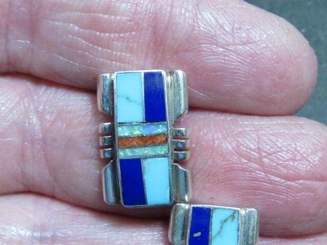 native turquoise opal earrings american